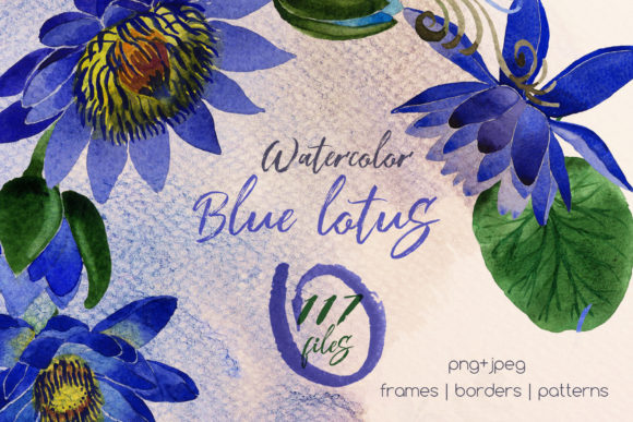 Blue Lotus Watercolor Set: Hand-Painted Art for Creators