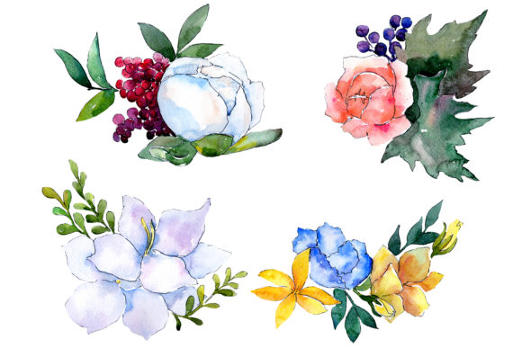 Bouquet Modest Smile Watercolor – Elevating Creative Projects with Hand-Painted Charm