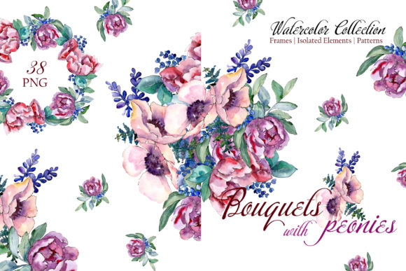 Bouquets with Peonies Phuket Watercolor: A Hand-Painted Design Essential for Modern Creatives