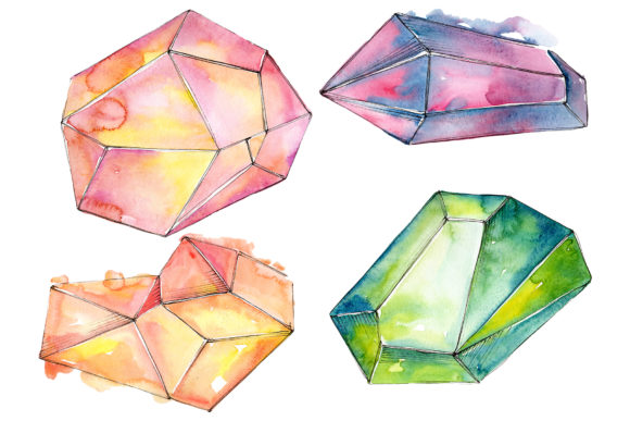 Crystals Orange and Green Watercolor: What Sets This Art Pack Apart for Creative Projects