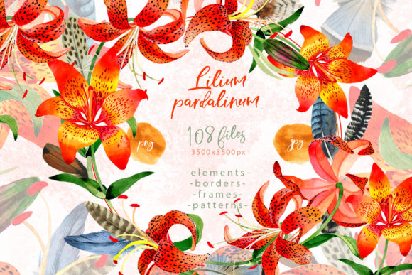Lilium Pardalinum Watercolor Set