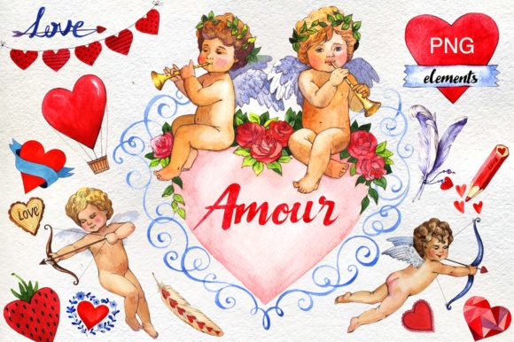 Love Amour Celebration Set: Elevating Creative Projects with Hand-Painted Clipart