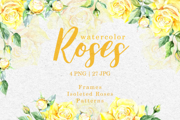 Roses Bright Yellow Watercolor: A Versatile Clipart Set for DIY Design Projects