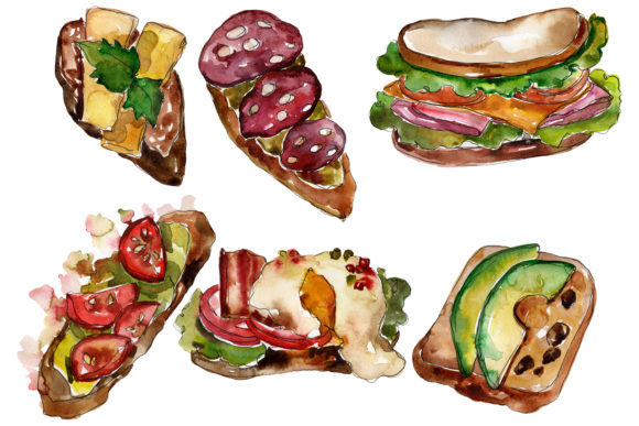 Sandwich Sausage Watercolor: A Versatile Digital Art Pack for Creatives